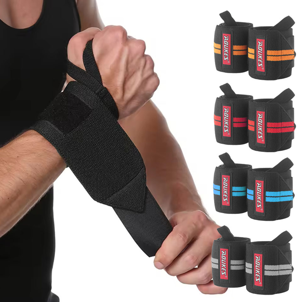 Crossfit Equipment - สายรัดข้อมือ AOLIKES สำหรับฟิตเนส ยกน้ำหนัก ออกกำลังกาย สายรัดข้อมือแบบมีแผ่นรองนิ้วหัวแม่มือ