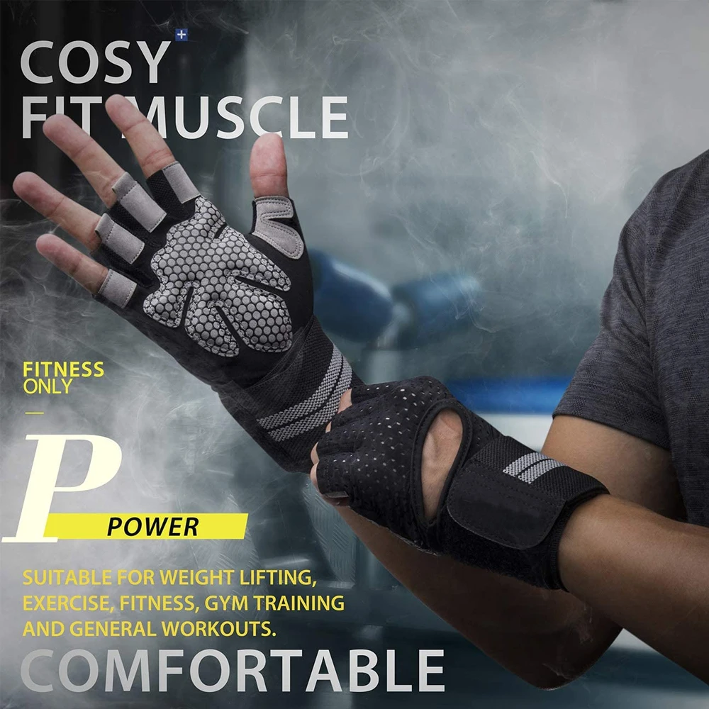 1 คู่ Half Finger GYM Fitness  - Crossfit Equipment บทวิจารณ์และราคา